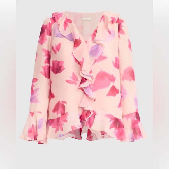 Laura Floral Ruffle Front Blouse Pink 122806 - Picture 5 of 10